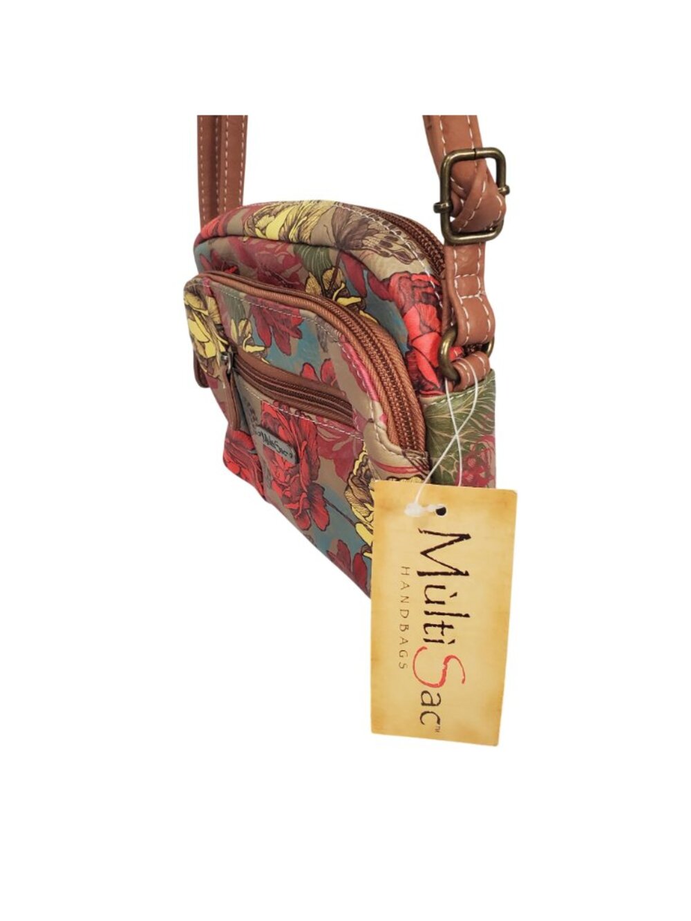 MultiSac NWT Small Purse Floral Printed Multi Pocket Crossbody Adjustable Strap - Picture 4 of 7